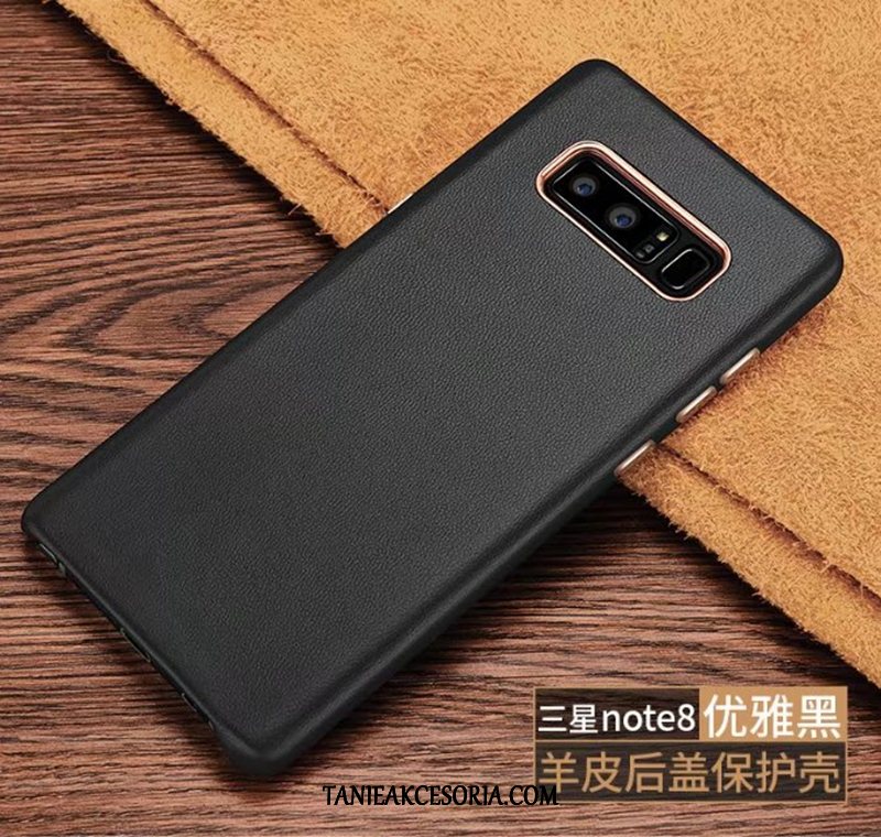 Etui Samsung Galaxy Note 8 Mały Luksusowy Czarny, Futerał Samsung Galaxy Note 8 Prawdziwa Skóra Gwiazda Telefon Komórkowy