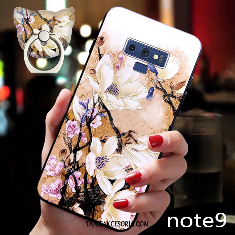 Etui Samsung Galaxy Note 9 Silikonowe Nubuku Kwiaty, Futerał Samsung Galaxy Note 9 Telefon Komórkowy Vintage Gwiazda Beige