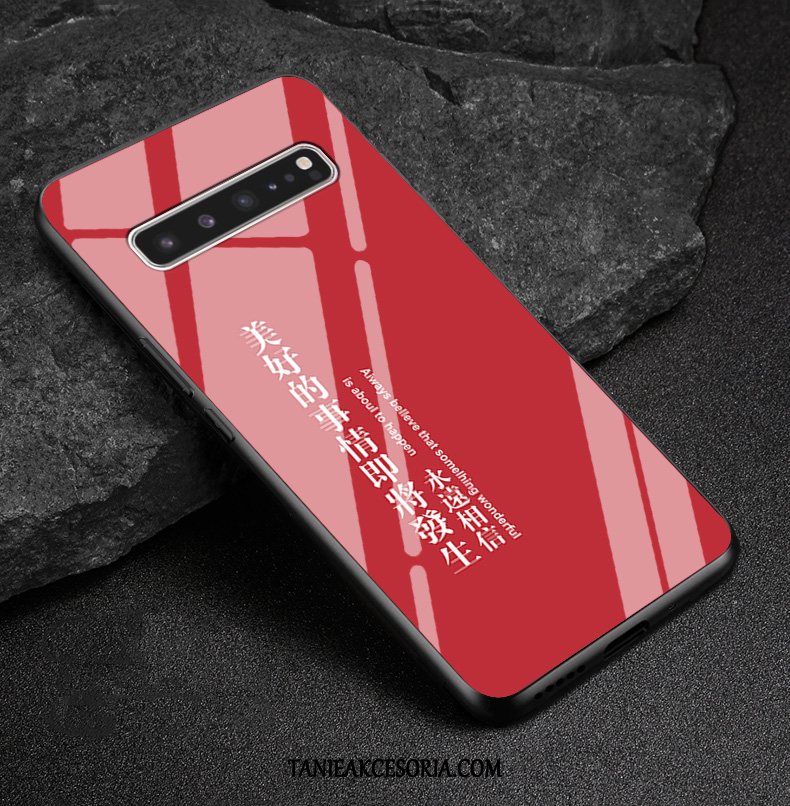 Etui Samsung Galaxy S10 5g Dostosowane Czerwony Bogactwo, Obudowa Samsung Galaxy S10 5g Chiński Styl Szkło Ochraniacz