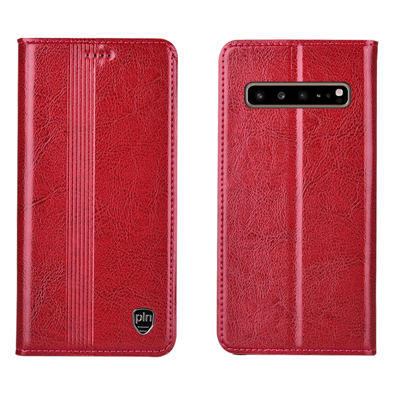 Etui Samsung Galaxy S10 5g Ochraniacz Czerwony Telefon Komórkowy, Obudowa Samsung Galaxy S10 5g Skórzany Futerał All Inclusive Gwiazda