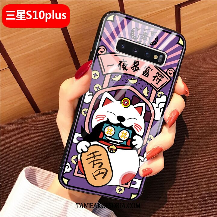 Etui Samsung Galaxy S10+ Gwiazda Purpurowy Kreskówka, Obudowa Samsung Galaxy S10+ Szkło Trudno Ochraniacz