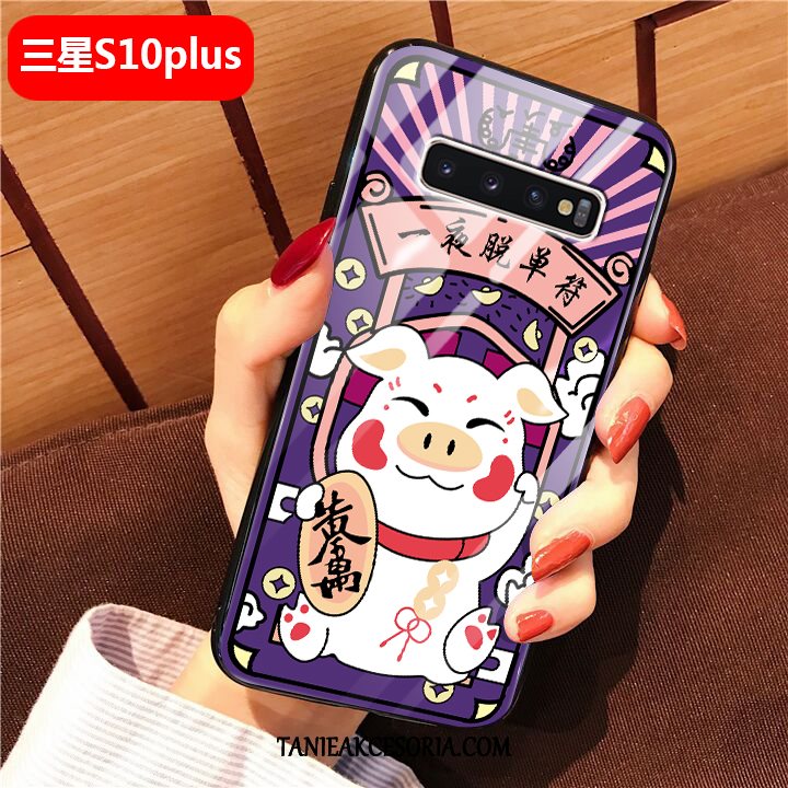 Etui Samsung Galaxy S10+ Gwiazda Purpurowy Kreskówka, Obudowa Samsung Galaxy S10+ Szkło Trudno Ochraniacz