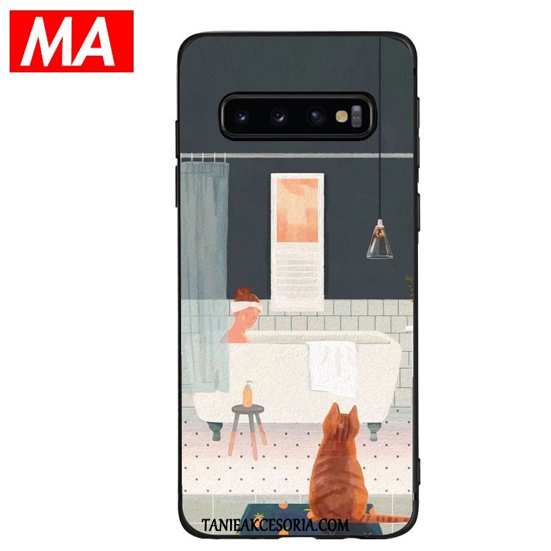 Etui Samsung Galaxy S10+ Miękki Świeży Gwiazda, Obudowa Samsung Galaxy S10+ Zielony Kotek Telefon Komórkowy