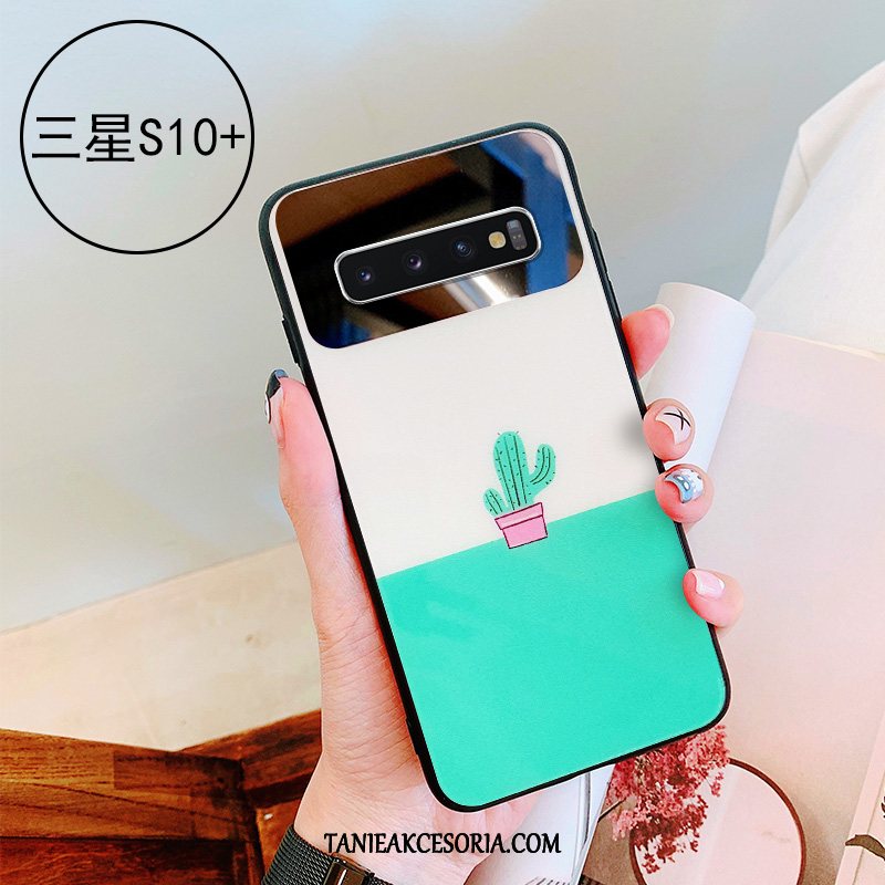 Etui Samsung Galaxy S10+ Osobowość Proste Anti-fall, Obudowa Samsung Galaxy S10+ Mały Zielony Lustro