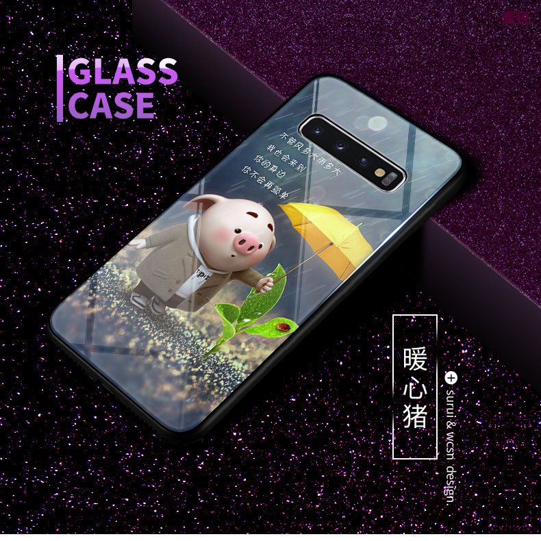 Etui Samsung Galaxy S10+ Szkło Telefon Komórkowy Gwiazda, Obudowa Samsung Galaxy S10+ Kreatywne Anti-fall Kreskówka