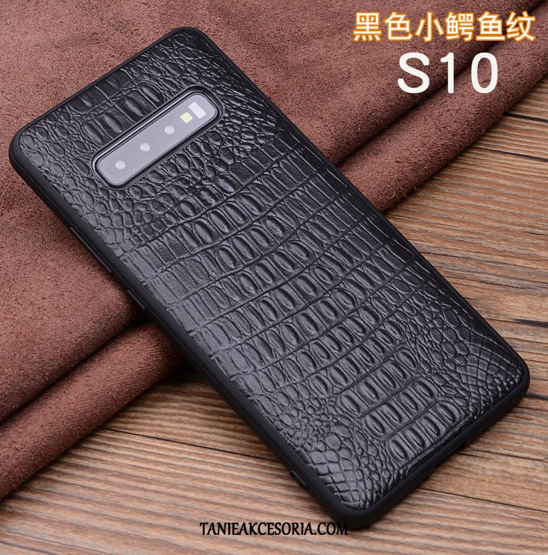 Etui Samsung Galaxy S10 Tendencja Prawdziwa Skóra Wzór Krokodyla, Pokrowce Samsung Galaxy S10 Miękki Anti-fall Silikonowe Braun