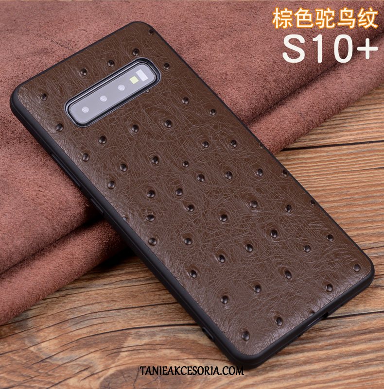 Etui Samsung Galaxy S10+ Wysoki Koniec Prawdziwa Skóra Telefon Komórkowy, Pokrowce Samsung Galaxy S10+ Miękki Biznes Anti-fall Braun