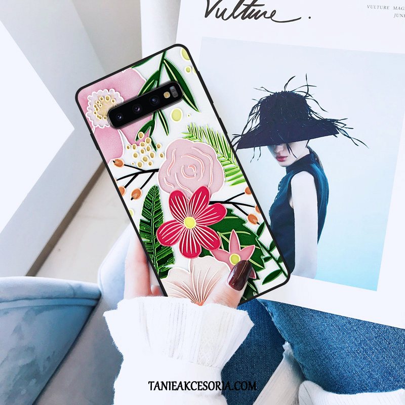 Etui Samsung Galaxy S10+ Zielony Ochraniacz Gwiazda, Futerał Samsung Galaxy S10+ All Inclusive Kwiaty Nubuku