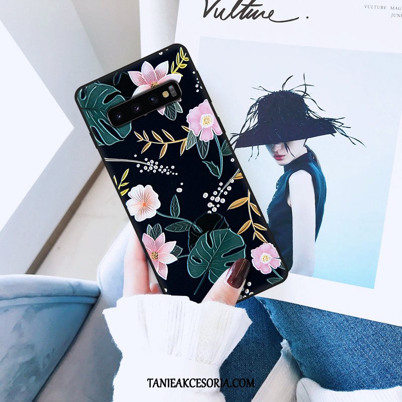 Etui Samsung Galaxy S10+ Zielony Ochraniacz Gwiazda, Futerał Samsung Galaxy S10+ All Inclusive Kwiaty Nubuku