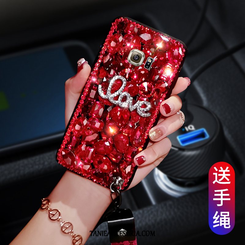 Etui Samsung Galaxy S6 Edge Telefon Komórkowy Ochraniacz Miękki, Pokrowce Samsung Galaxy S6 Edge Czerwony Anti-fall Rhinestone