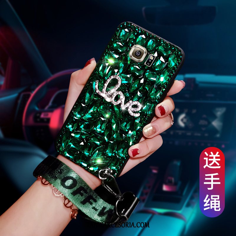 Etui Samsung Galaxy S6 Edge Telefon Komórkowy Ochraniacz Miękki, Pokrowce Samsung Galaxy S6 Edge Czerwony Anti-fall Rhinestone