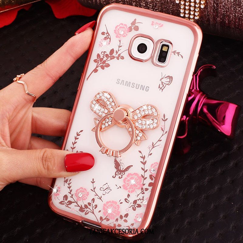 Etui Samsung Galaxy S6 Klamra Telefon Komórkowy Rhinestone, Pokrowce Samsung Galaxy S6 Ochraniacz Ring Różowe