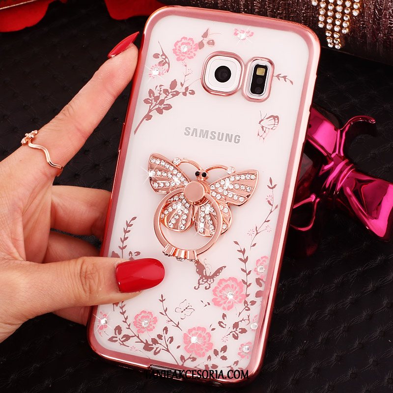 Etui Samsung Galaxy S6 Klamra Telefon Komórkowy Rhinestone, Pokrowce Samsung Galaxy S6 Ochraniacz Ring Różowe