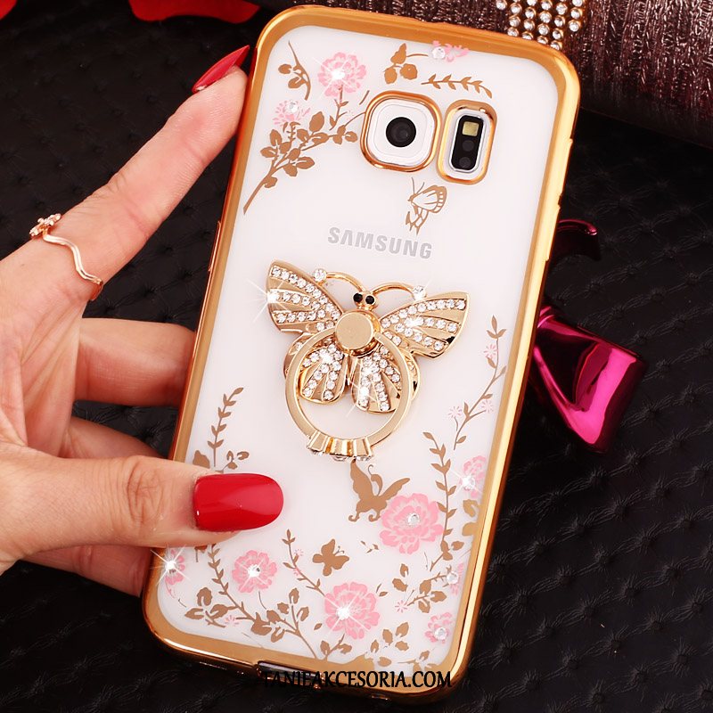 Etui Samsung Galaxy S6 Klamra Telefon Komórkowy Rhinestone, Pokrowce Samsung Galaxy S6 Ochraniacz Ring Różowe