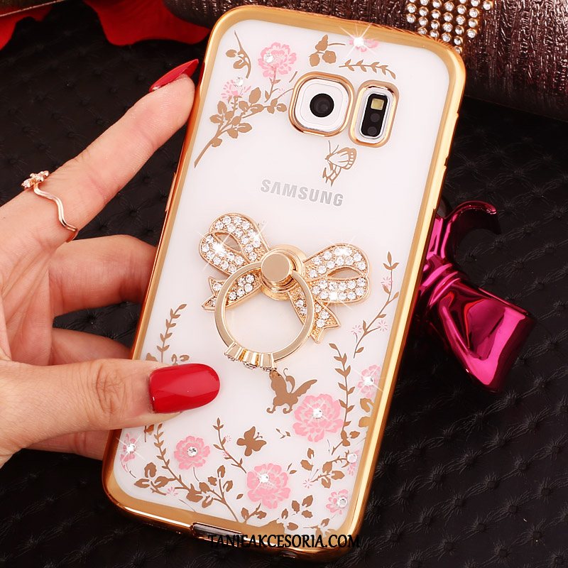 Etui Samsung Galaxy S6 Klamra Telefon Komórkowy Rhinestone, Pokrowce Samsung Galaxy S6 Ochraniacz Ring Różowe