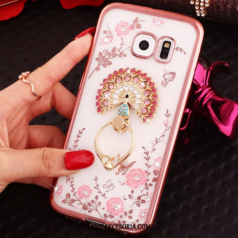 Etui Samsung Galaxy S6 Klamra Telefon Komórkowy Rhinestone, Pokrowce Samsung Galaxy S6 Ochraniacz Ring Różowe