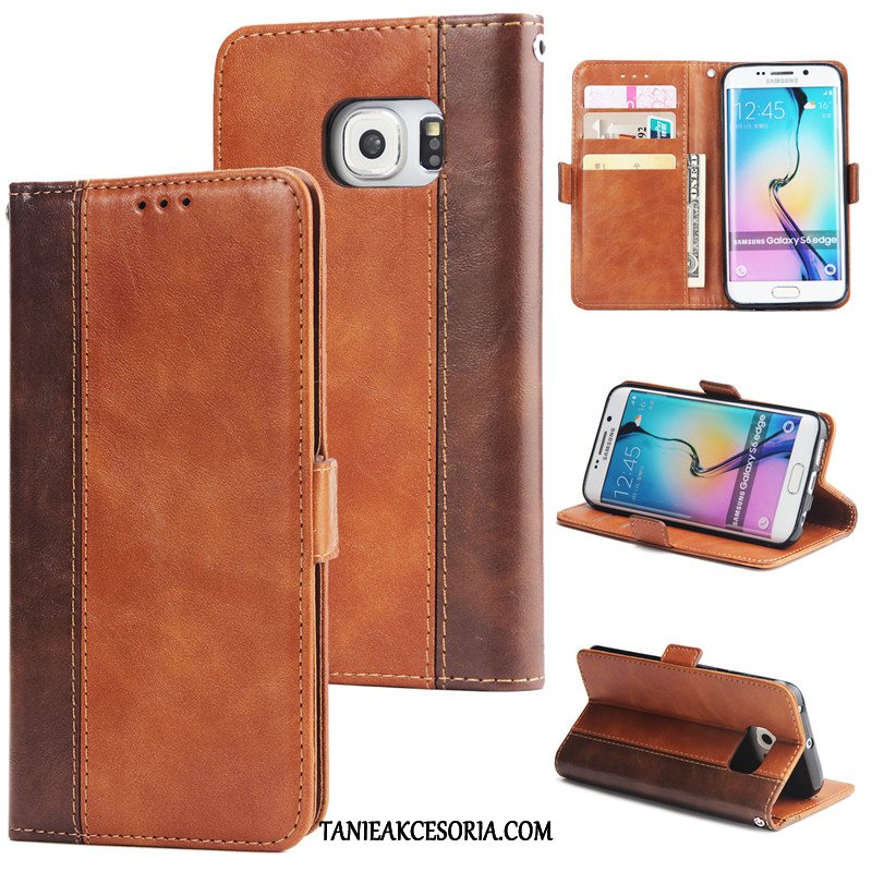 Etui Samsung Galaxy S6 Silikonowe Mieszane Kolory Portfel, Futerał Samsung Galaxy S6 Skórzany Gwiazda Tendencja Braun