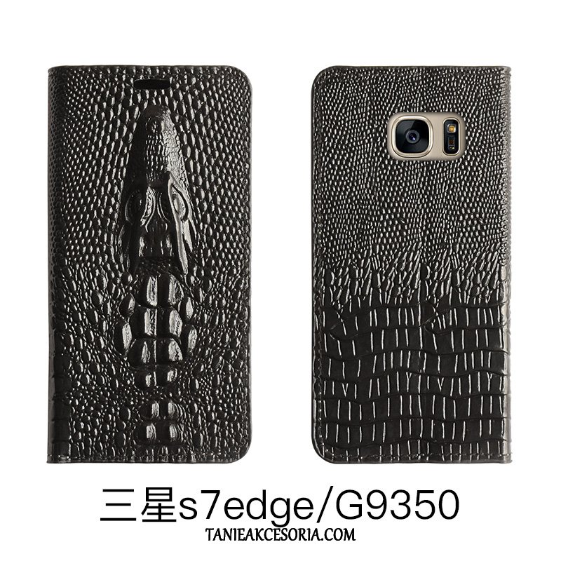 Etui Samsung Galaxy S7 Edge All Inclusive Czarny Prawdziwa Skóra, Obudowa Samsung Galaxy S7 Edge Ochraniacz Gwiazda Wysoki Koniec