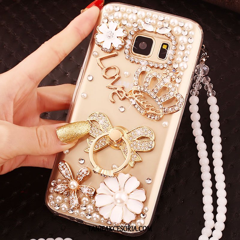 Etui Samsung Galaxy S7 Edge Silikonowe Złoto Gwiazda, Futerał Samsung Galaxy S7 Edge Rhinestone Miękki Anti-fall