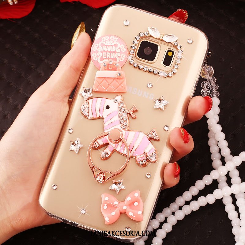 Etui Samsung Galaxy S7 Edge Silikonowe Złoto Gwiazda, Futerał Samsung Galaxy S7 Edge Rhinestone Miękki Anti-fall