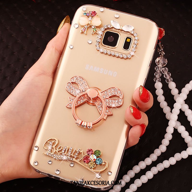 Etui Samsung Galaxy S7 Edge Silikonowe Złoto Gwiazda, Futerał Samsung Galaxy S7 Edge Rhinestone Miękki Anti-fall