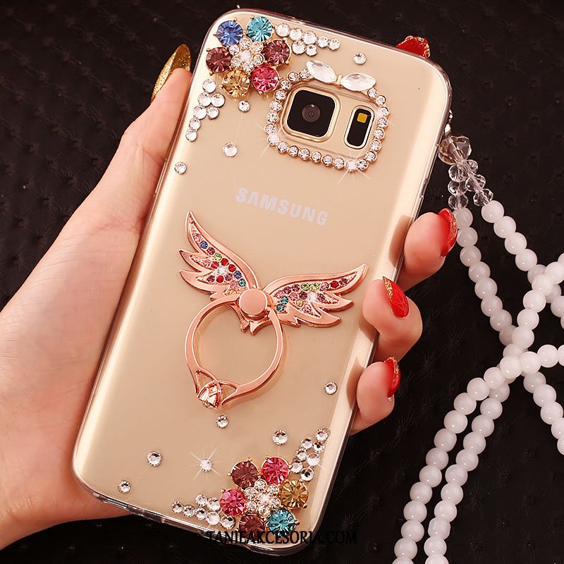 Etui Samsung Galaxy S7 Edge Silikonowe Złoto Gwiazda, Futerał Samsung Galaxy S7 Edge Rhinestone Miękki Anti-fall