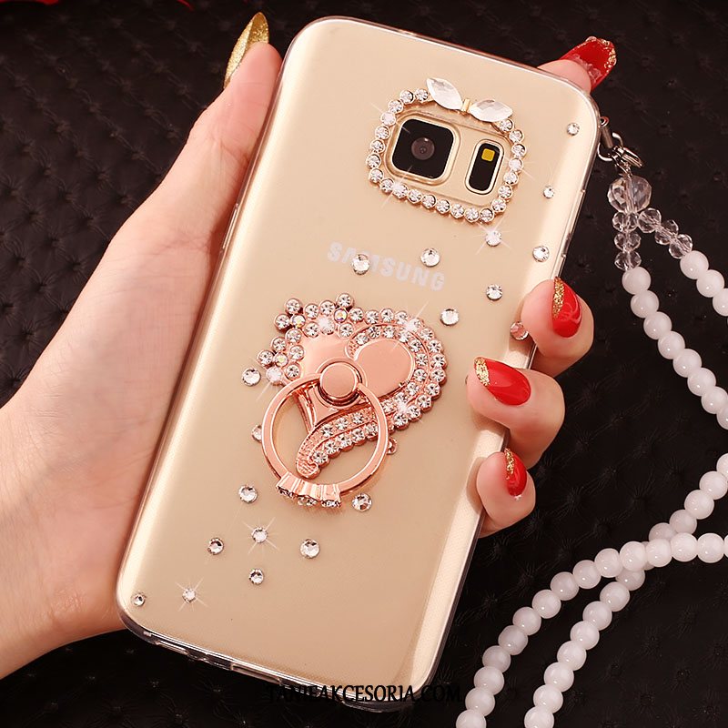 Etui Samsung Galaxy S7 Edge Silikonowe Złoto Gwiazda, Futerał Samsung Galaxy S7 Edge Rhinestone Miękki Anti-fall