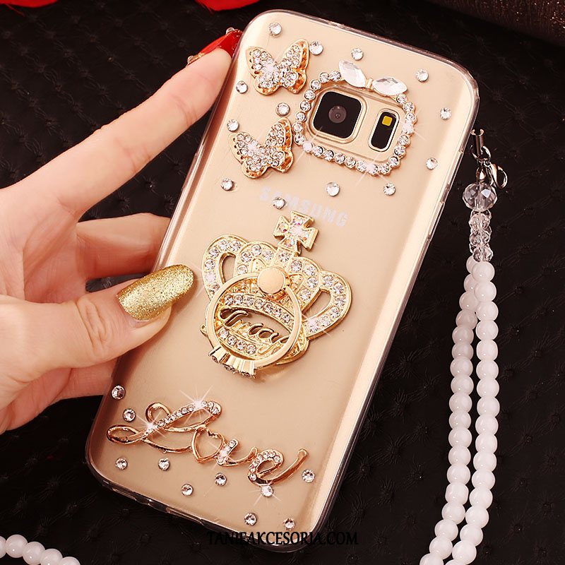 Etui Samsung Galaxy S7 Edge Silikonowe Złoto Gwiazda, Futerał Samsung Galaxy S7 Edge Rhinestone Miękki Anti-fall