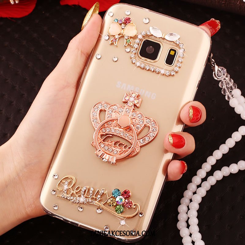 Etui Samsung Galaxy S7 Edge Silikonowe Złoto Gwiazda, Futerał Samsung Galaxy S7 Edge Rhinestone Miękki Anti-fall