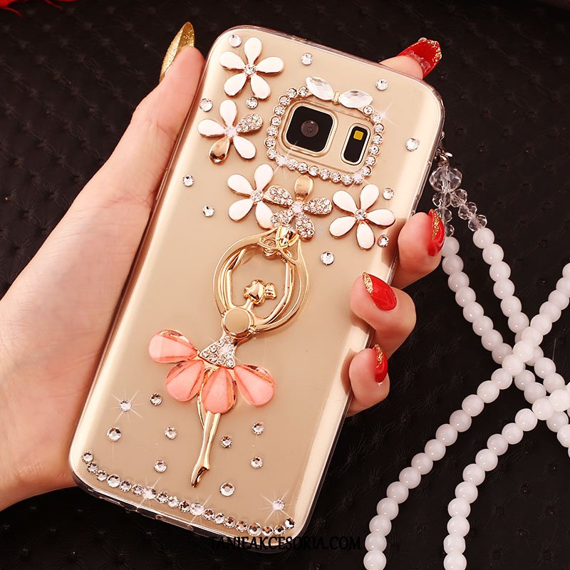 Etui Samsung Galaxy S7 Edge Silikonowe Złoto Gwiazda, Futerał Samsung Galaxy S7 Edge Rhinestone Miękki Anti-fall