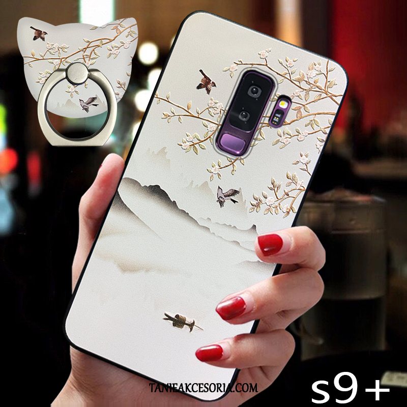 Etui Samsung Galaxy S9+ Silikonowe Cienkie Chiński Styl, Futerał Samsung Galaxy S9+ Nubuku Biały Telefon Komórkowy