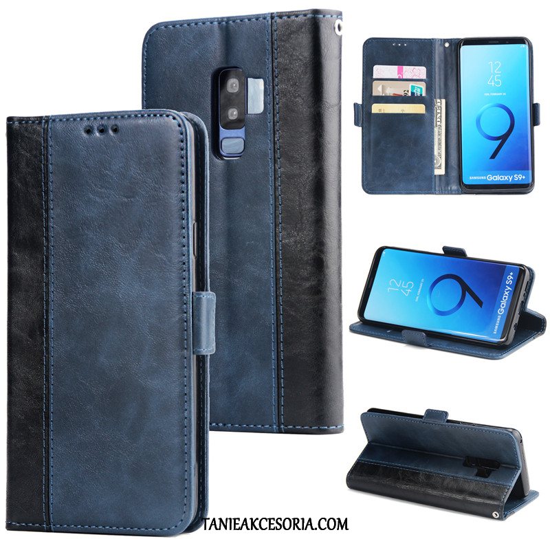 Etui Samsung Galaxy S9+ Skórzany Futerał Niebieski Silikonowe, Pokrowce Samsung Galaxy S9+ Mieszane Kolory Moda Miękki