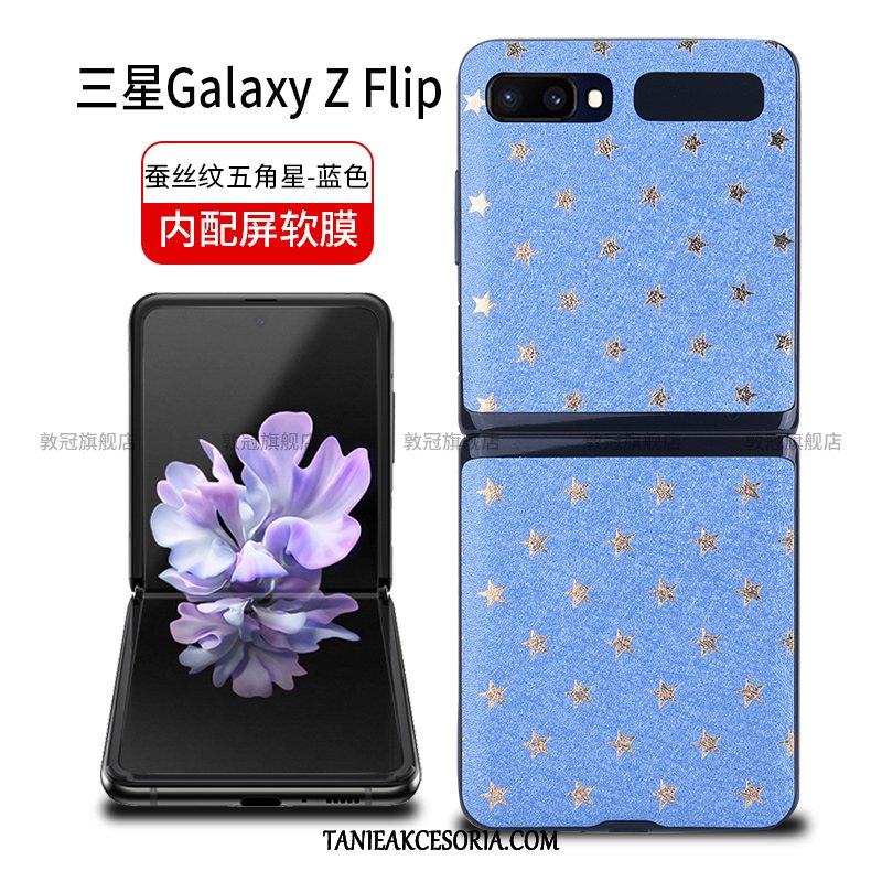 Etui Samsung Z Flip Filmy Skórzany Futerał Składać, Obudowa Samsung Z Flip Anti-fall Gwiazda Ochrona Przeciwwybuchowa