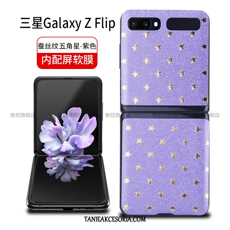 Etui Samsung Z Flip Filmy Skórzany Futerał Składać, Obudowa Samsung Z Flip Anti-fall Gwiazda Ochrona Przeciwwybuchowa