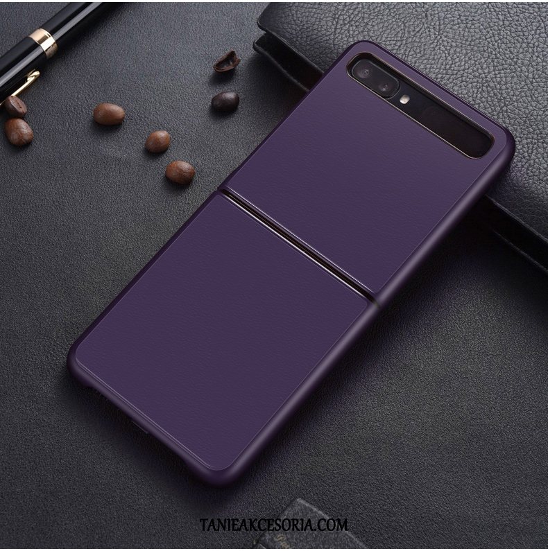 Etui Samsung Z Flip Skóra Biznes Uniform, Futerał Samsung Z Flip Gwiazda Proste Purpurowy