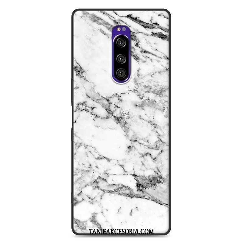 Etui Sony Xperia 1 Czarny Ziarno Drewna Anti-fall, Obudowa Sony Xperia 1 Proste Modna Marka Ochraniacz