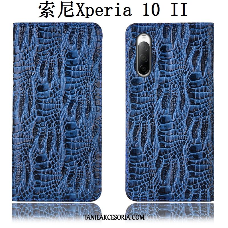 Etui Sony Xperia 10 Ii Anti-fall Ochraniacz Krokodyl, Pokrowce Sony Xperia 10 Ii Telefon Komórkowy Prawdziwa Skóra Czarny