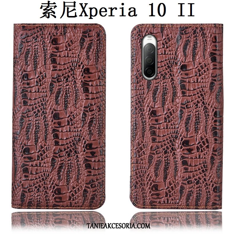 Etui Sony Xperia 10 Ii Anti-fall Ochraniacz Krokodyl, Pokrowce Sony Xperia 10 Ii Telefon Komórkowy Prawdziwa Skóra Czarny