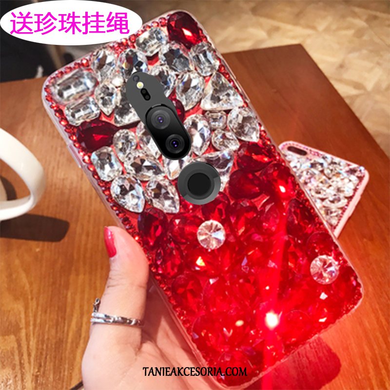 Etui Sony Xperia Xz2 Premium Czerwony Netto Rhinestone Ochraniacz, Obudowa Sony Xperia Xz2 Premium Telefon Komórkowy