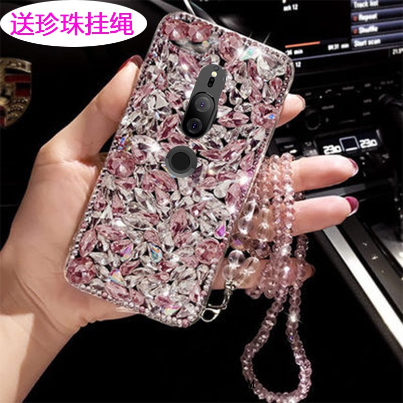 Etui Sony Xperia Xz2 Premium Czerwony Netto Rhinestone Ochraniacz, Obudowa Sony Xperia Xz2 Premium Telefon Komórkowy