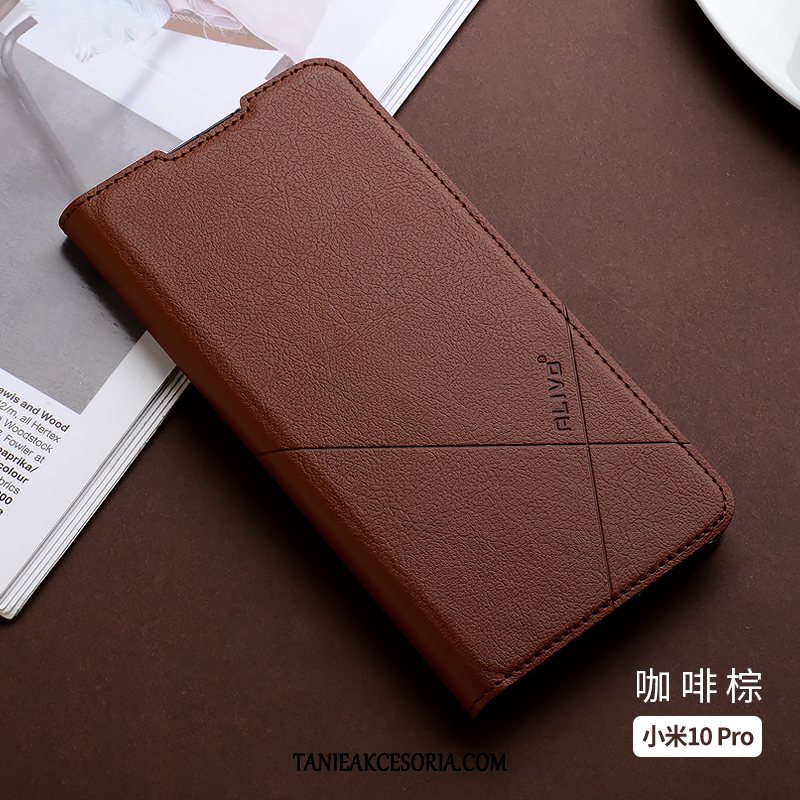 Etui Xiaomi Mi 10 Pro Anti-fall Ochraniacz Silikonowe, Pokrowce Xiaomi Mi 10 Pro Klapa Telefon Komórkowy Skórzany Futerał Beige