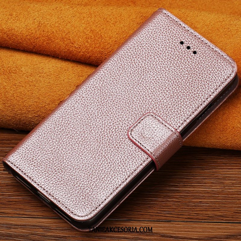 Etui Xiaomi Mi 10 Pro Klamra Skórzany Futerał Złoto, Obudowa Xiaomi Mi 10 Pro Prawdziwa Skóra Telefon Komórkowy Ochraniacz Beige