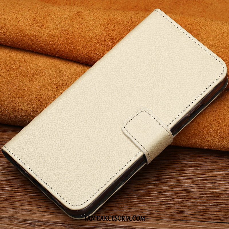 Etui Xiaomi Mi 10 Pro Klamra Skórzany Futerał Złoto, Obudowa Xiaomi Mi 10 Pro Prawdziwa Skóra Telefon Komórkowy Ochraniacz Beige