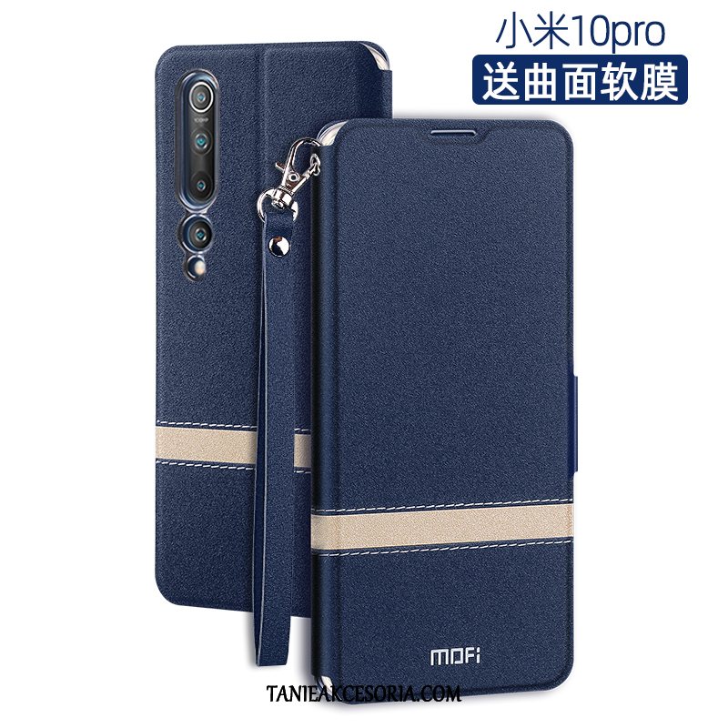 Etui Xiaomi Mi 10 Pro Klapa All Inclusive Skórzany, Futerał Xiaomi Mi 10 Pro Niebieski Tendencja Miękki Beige