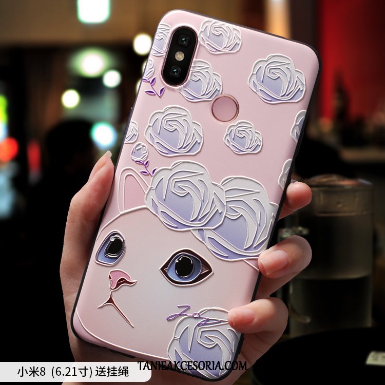 Etui Xiaomi Mi 8 Czerwony Netto Telefon Komórkowy Anti-fall, Pokrowce Xiaomi Mi 8 Różowe Piękny Wzór Beige