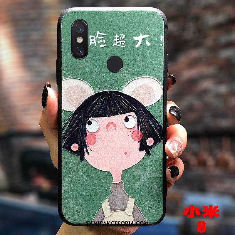 Etui Xiaomi Mi 8 Kreskówka Kreatywne Mały, Futerał Xiaomi Mi 8 Trójwymiarowy Wzór Relief Beige