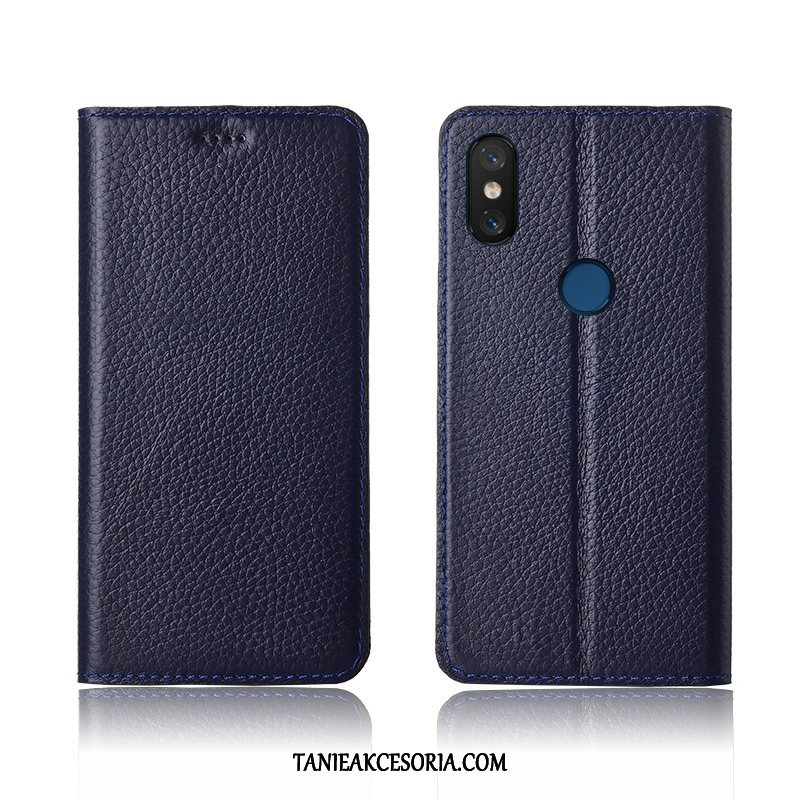 Etui Xiaomi Mi 8 Miękki Prawdziwa Skóra Ochraniacz, Futerał Xiaomi Mi 8 Litchi Wzór Skórzany Braun Beige