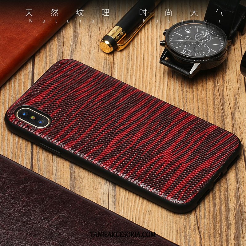 Etui Xiaomi Mi 8 Pro Prawdziwa Skóra Telefon Komórkowy Mały, Obudowa Xiaomi Mi 8 Pro Czerwony Ochraniacz Beige