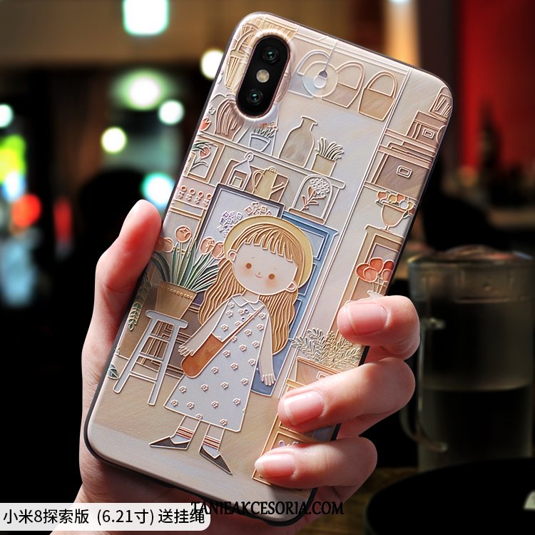 Etui Xiaomi Mi 8 Pro Silikonowe Czerwony Kreskówka, Pokrowce Xiaomi Mi 8 Pro Anti-fall Niebieski Młodzież Beige