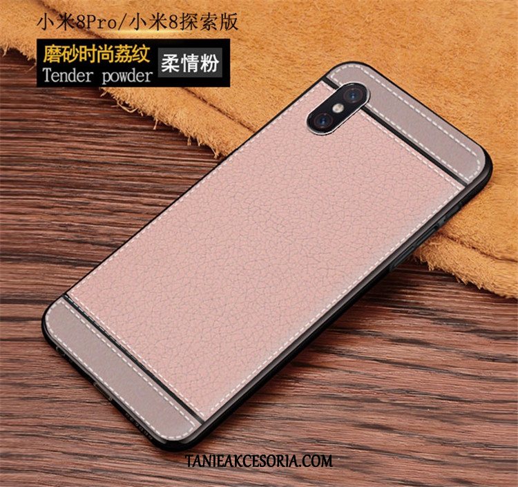 Etui Xiaomi Mi 8 Pro Wzór Różowe Skórzany, Futerał Xiaomi Mi 8 Pro Mały Miękki Telefon Komórkowy Beige